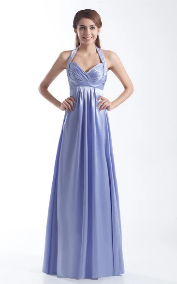 Criss-Cross Pleated Maxi Dress With Halter