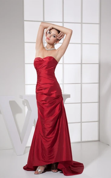 Sweetheart High-Low Satin Sweep Train and Dress With Pick Up