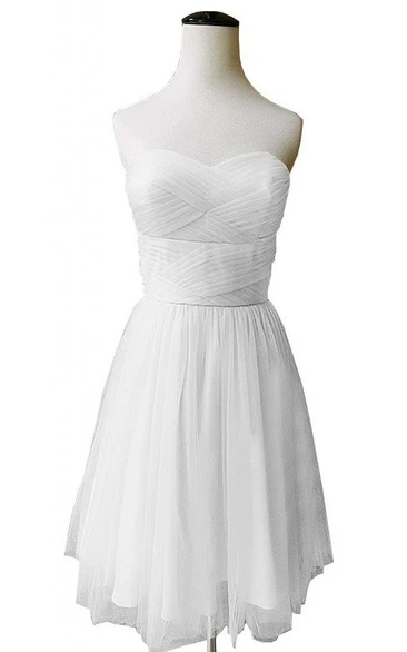 Sweetheart Ruched Bodice Short Layered Chiffon Dress