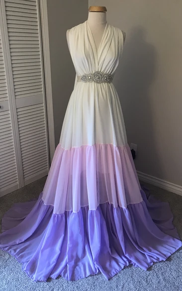 Elegant Chiffon A-line Sleeveless V-neck Maternity Dress