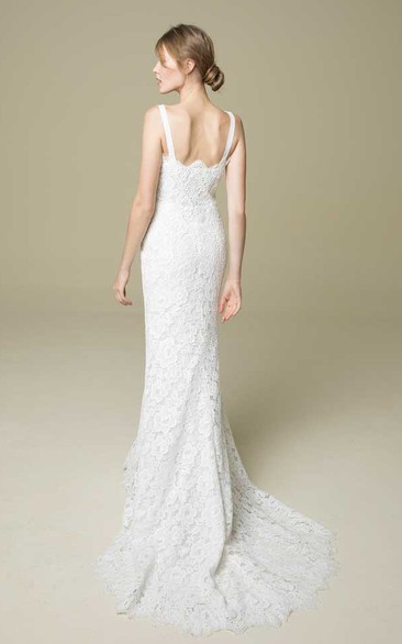 Romantic Mermaid/Trumpet Lace Bridal Gown With Straps