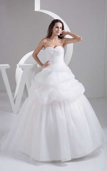 Sweetheart Pick-Up A-Line Gown With Tulle and Pleats