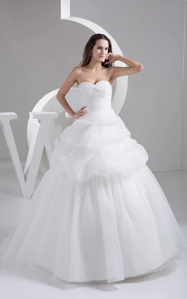 Sweetheart Pick-Up A-Line Gown With Tulle and Pleats