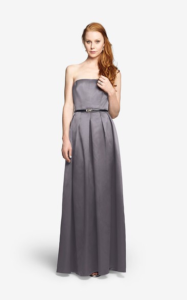 Satin Long Strapless A-Line Noble Dress